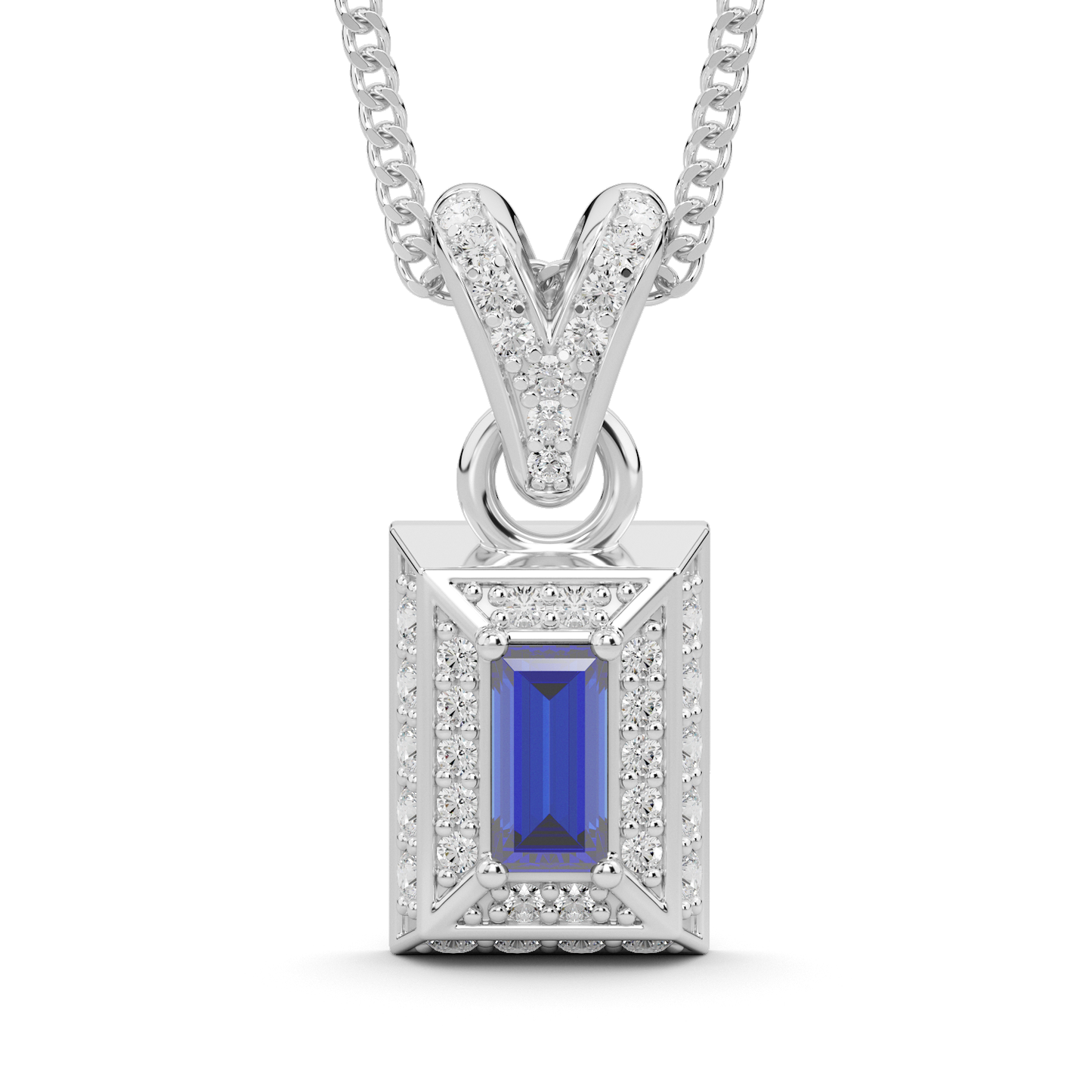 Baguette Pendant with diamonds