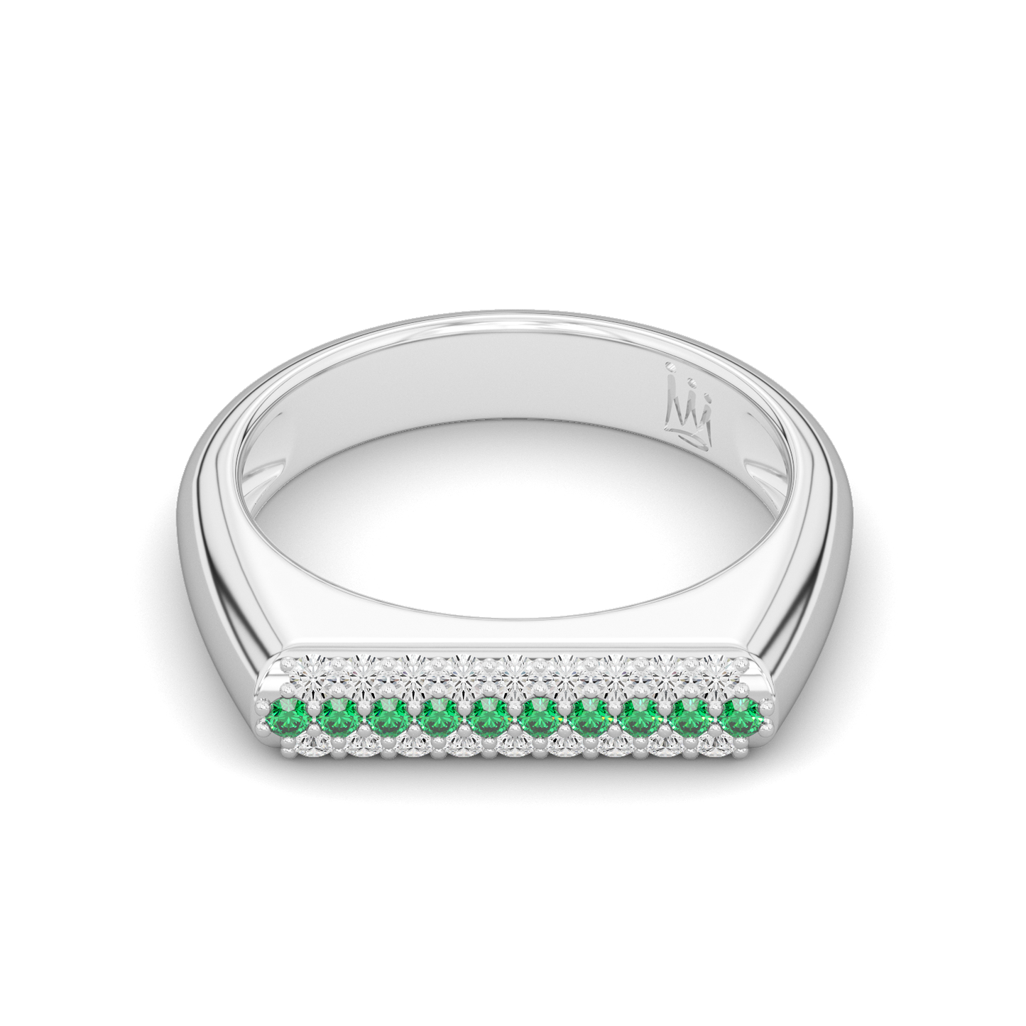 Princess stack ring with Diamond and Sapphire 3 Row Ring