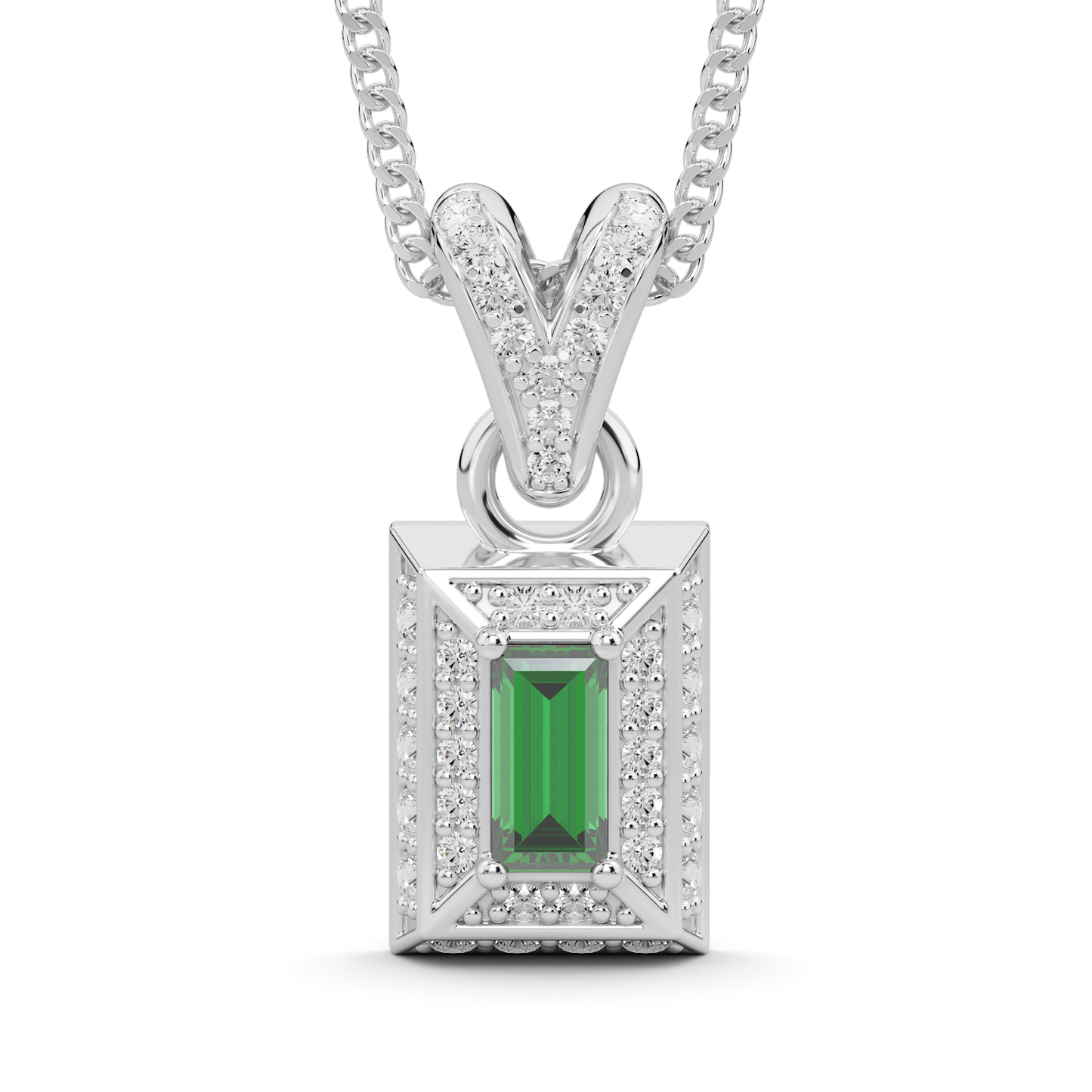 Baguette Pendant with diamonds