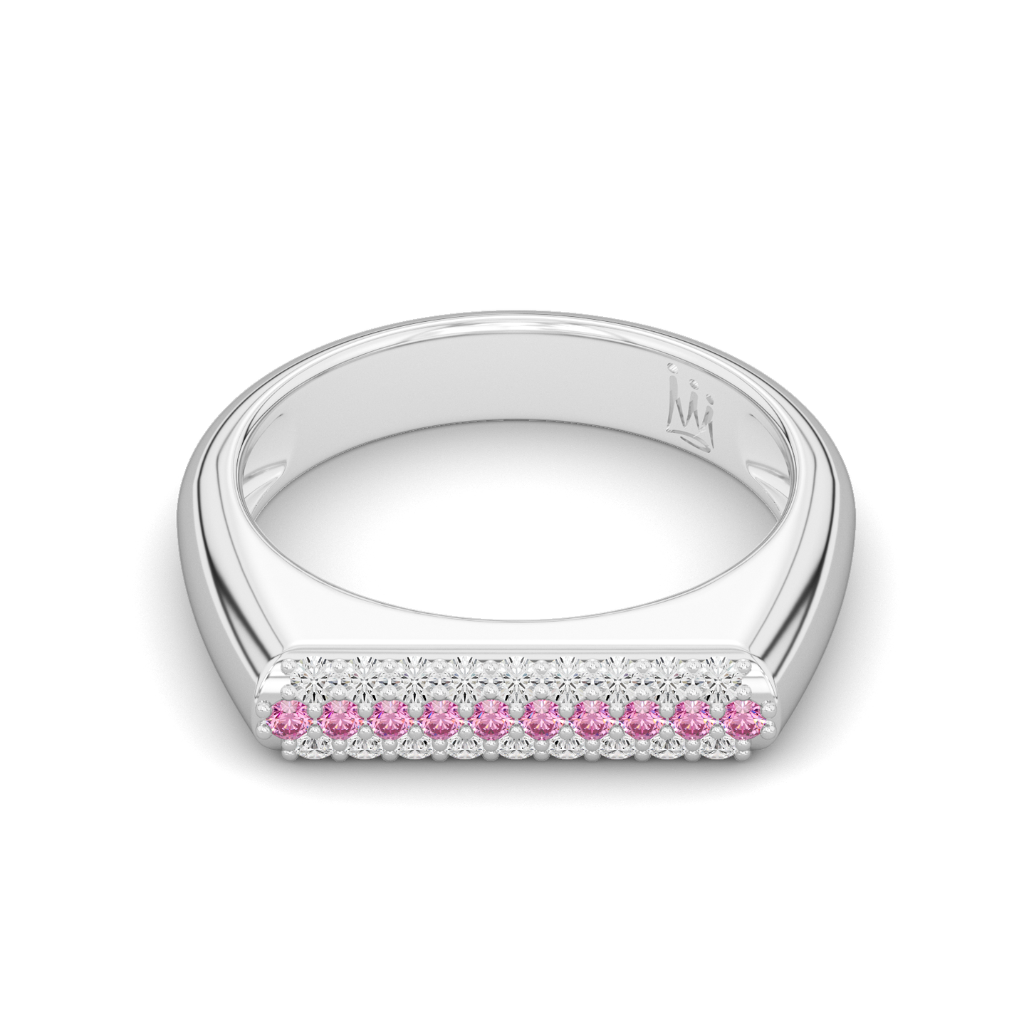 Princess stack ring with Diamond and Sapphire 3 Row Ring